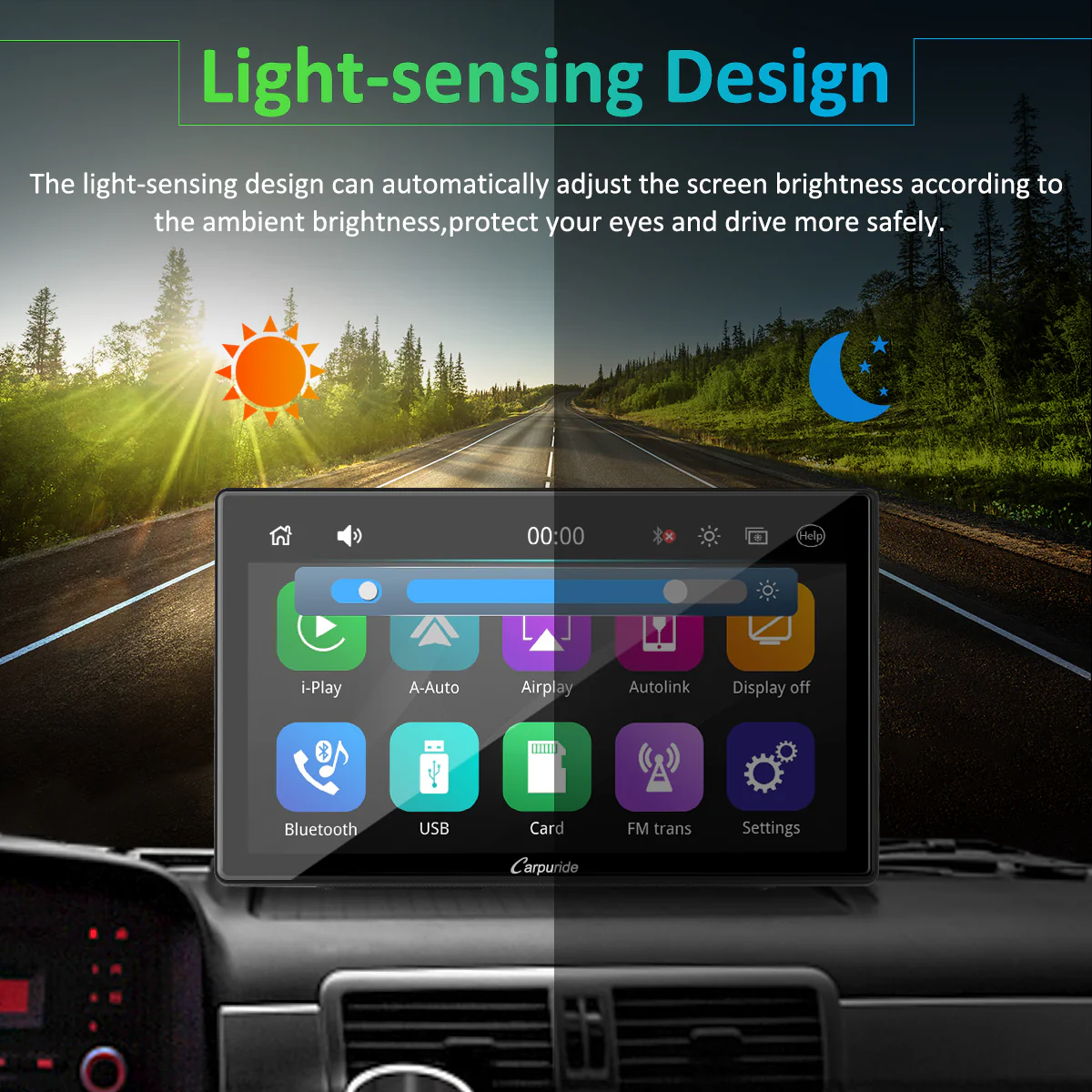 CARPURIDE Car Stereo with Wireless Apple CarPlay&Android Auto, Dual 4Ω3W speakers, 9" IPS Touchscreen Car Radio Receiver with Mirror Link/Bluetooth/Google/Siri/WiFi/GPS Navigation/Light-sensing/EQ effect,Backup Camera - Image 5