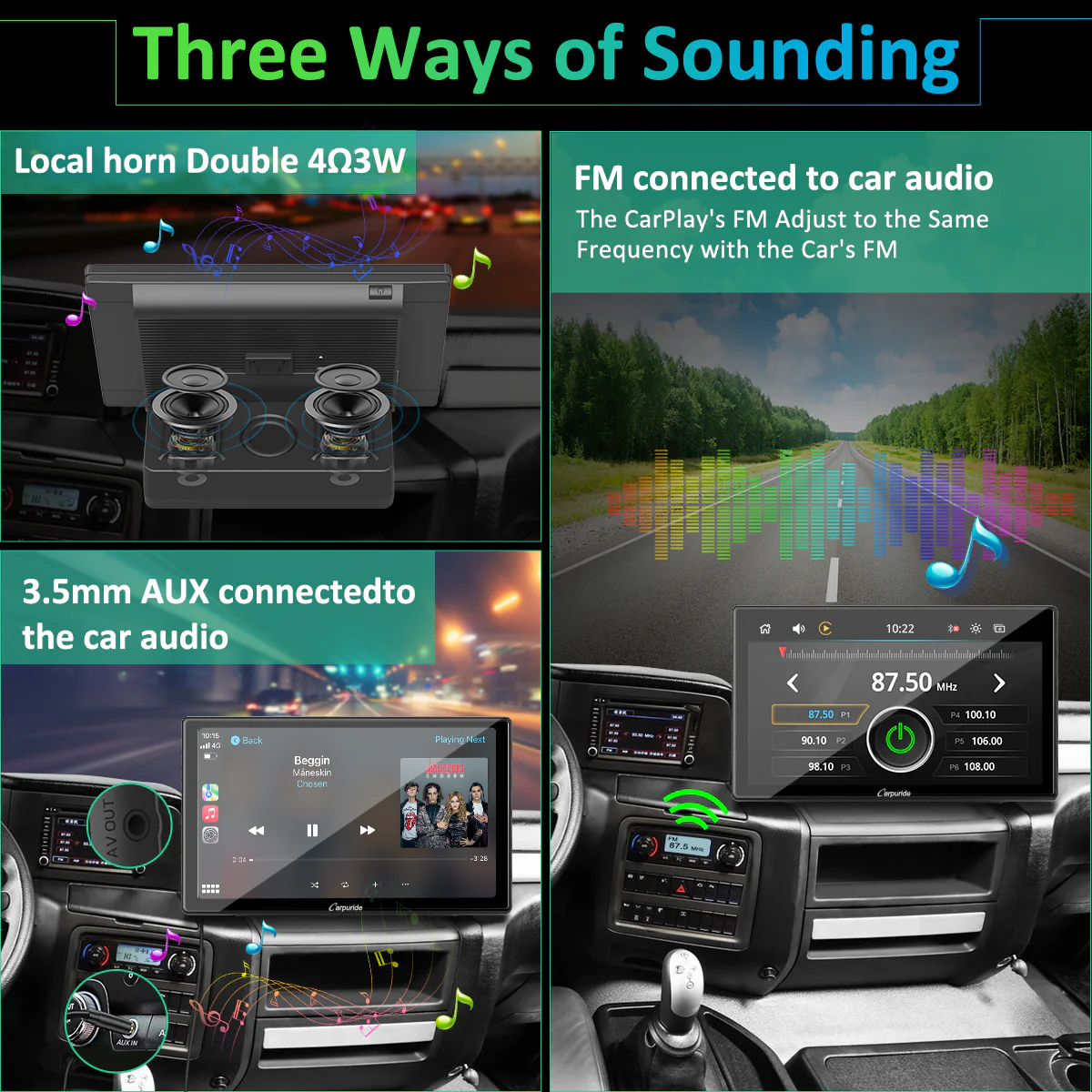 CARPURIDE Car Stereo with Wireless Apple CarPlay&Android Auto, Dual 4Ω3W speakers, 9" IPS Touchscreen Car Radio Receiver with Mirror Link/Bluetooth/Google/Siri/WiFi/GPS Navigation/Light-sensing/EQ effect,Backup Camera - Image 7