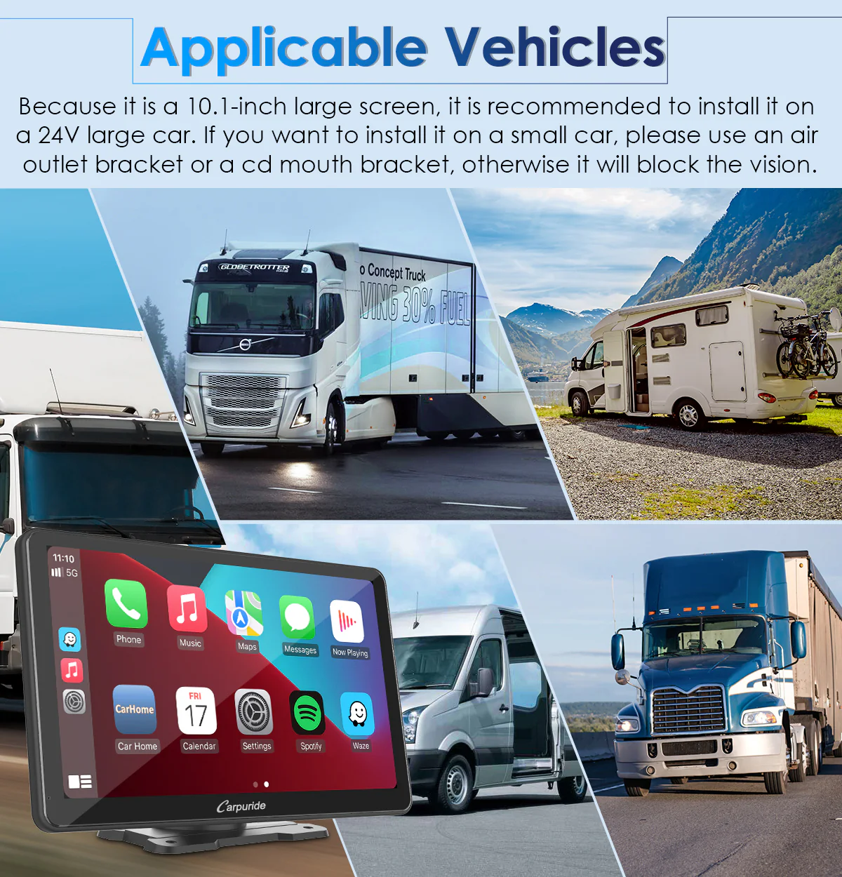 CARPURIDE W101 Portable Smart Multimedia Dashboard Console Suitable for Larger Vehicles - Image 9