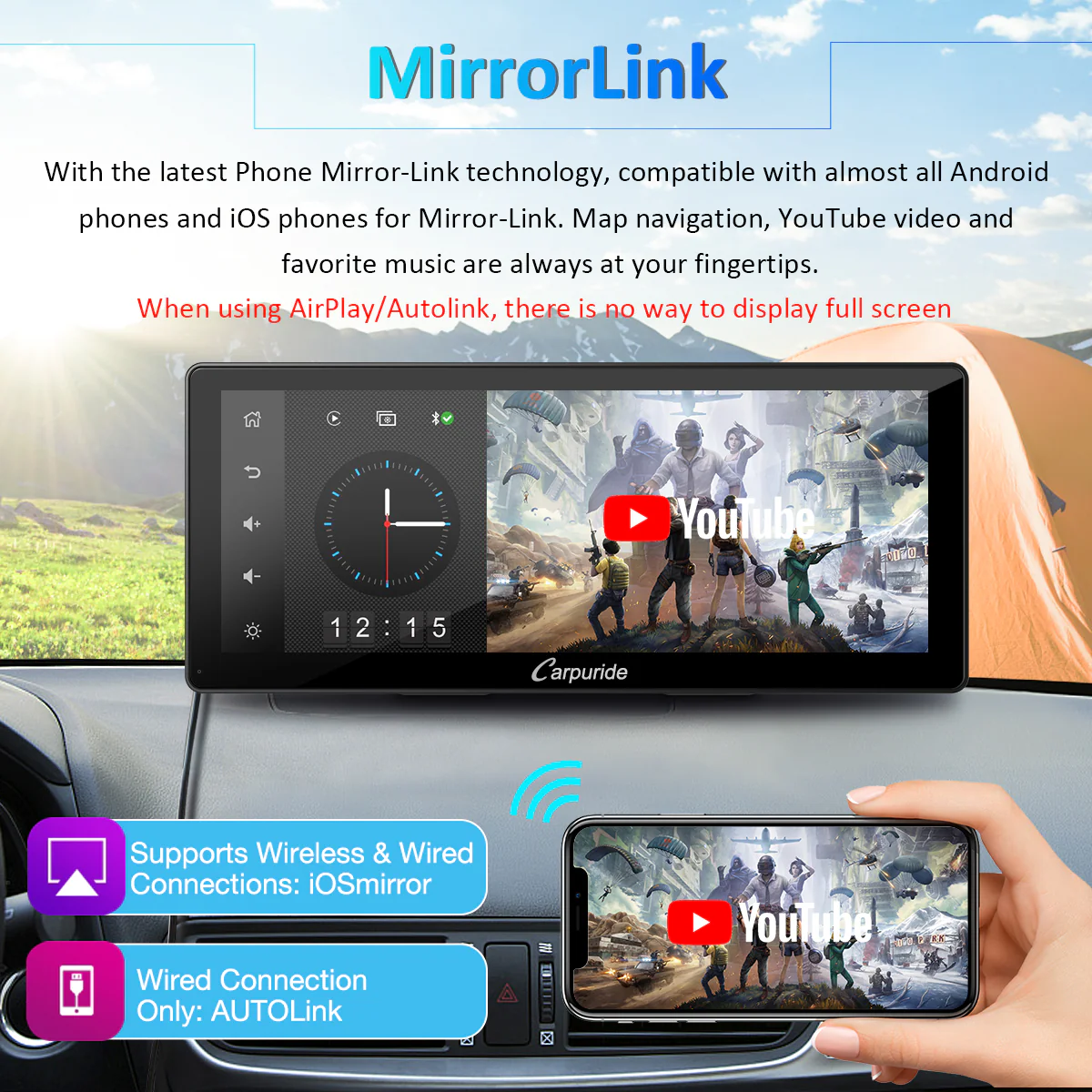 CARPURIDE W103 Pro Portable Smart Multimedia Dual Bluetooth Dashboard Console - Image 7
