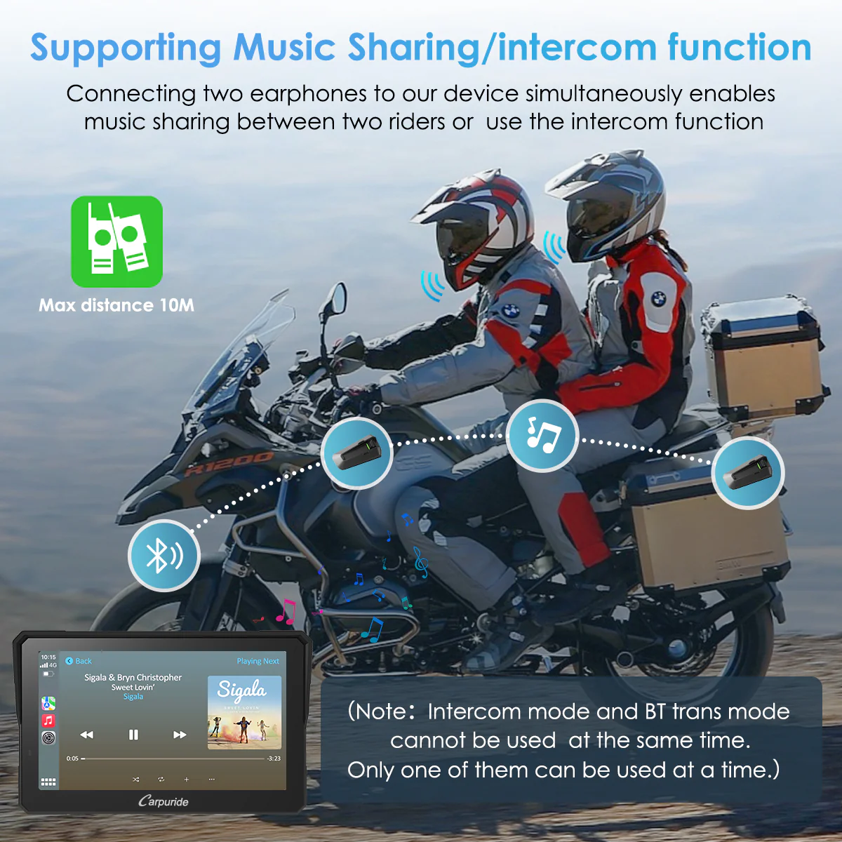 Carpuride W502 Pro / W702 Pro Wireless Motorcycle Stereo with Optional TPMS | Dual Bluetooth Intercom, Compass & Barometer - Image 6