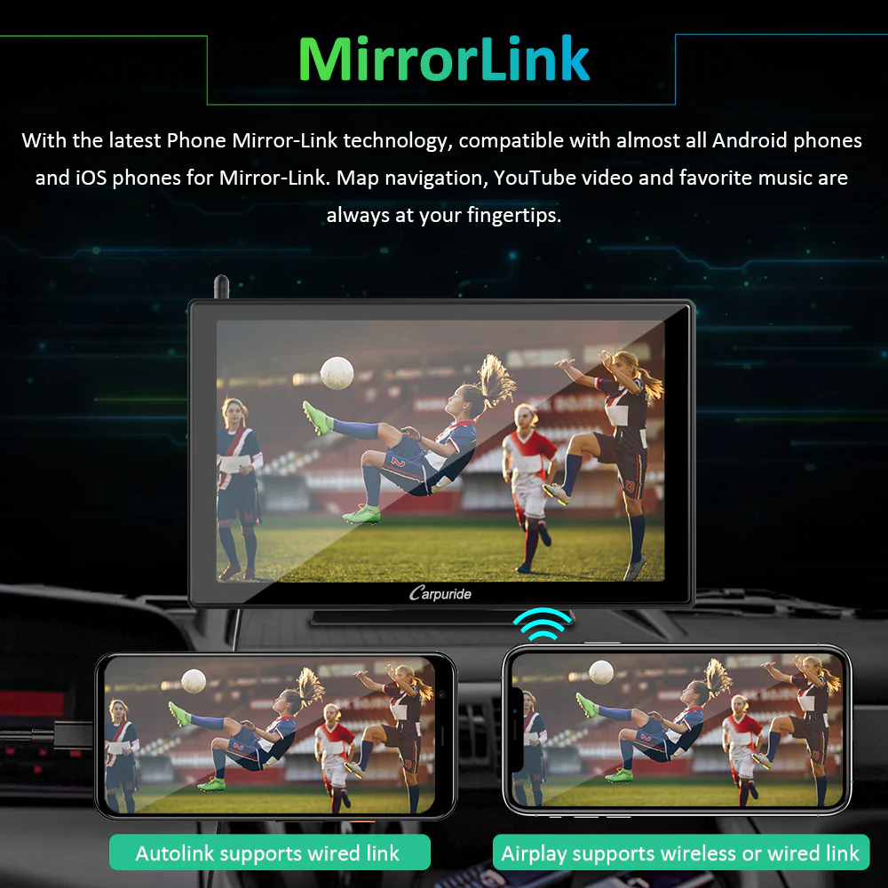 CARPURIDE W901 Pro Portable Smart Multimedia Dual Bluetooth Dashboard Console With WF01 Wireless Rear Camera - Image 7
