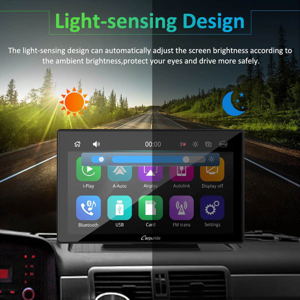CARPURIDE Wireless Portable Car Stereo, support Google and Siri Assistant, 9 Inch IPS Touch screen, Car Radio Receiver with Carplay/ Android Auto/GPS /Mirror link/Bluetooth/FM/Light-sensing/EQ effect - Image 5