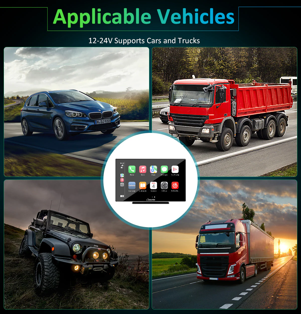 CARPURIDE Wireless Portable Car Stereo, support Google and Siri Assistant, 9 Inch IPS Touch screen, Car Radio Receiver with Carplay/ Android Auto/GPS /Mirror link/Bluetooth/FM/Light-sensing/EQ effect - Image 6